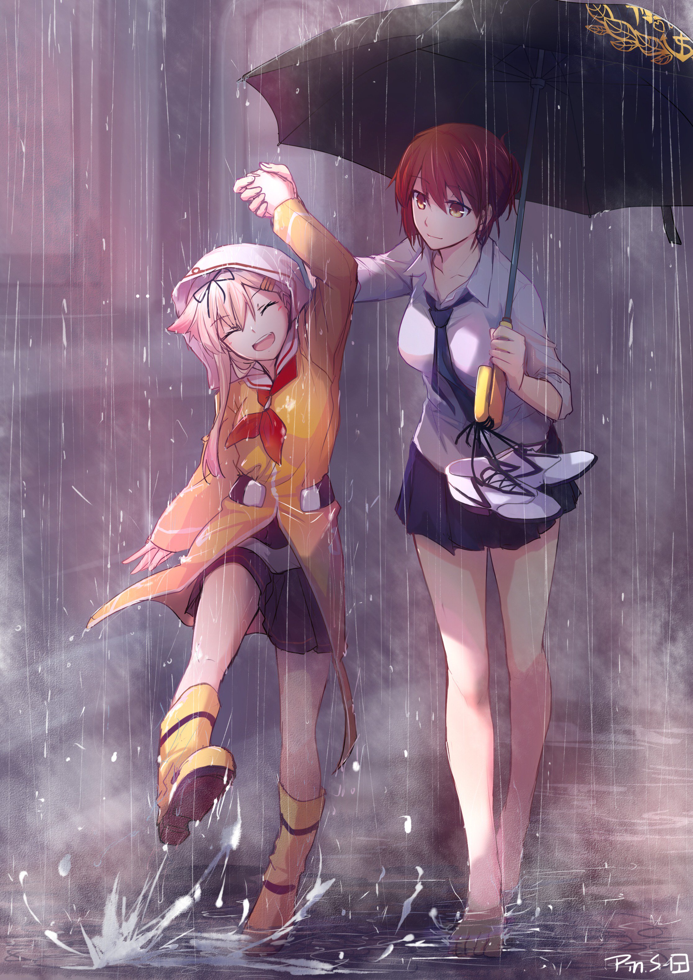 Playing In The Rain Kantai Collection Awwnime