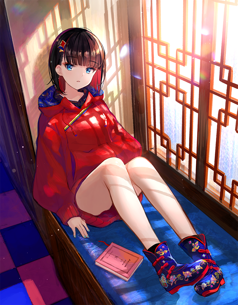 Red hoodie hot sale anime