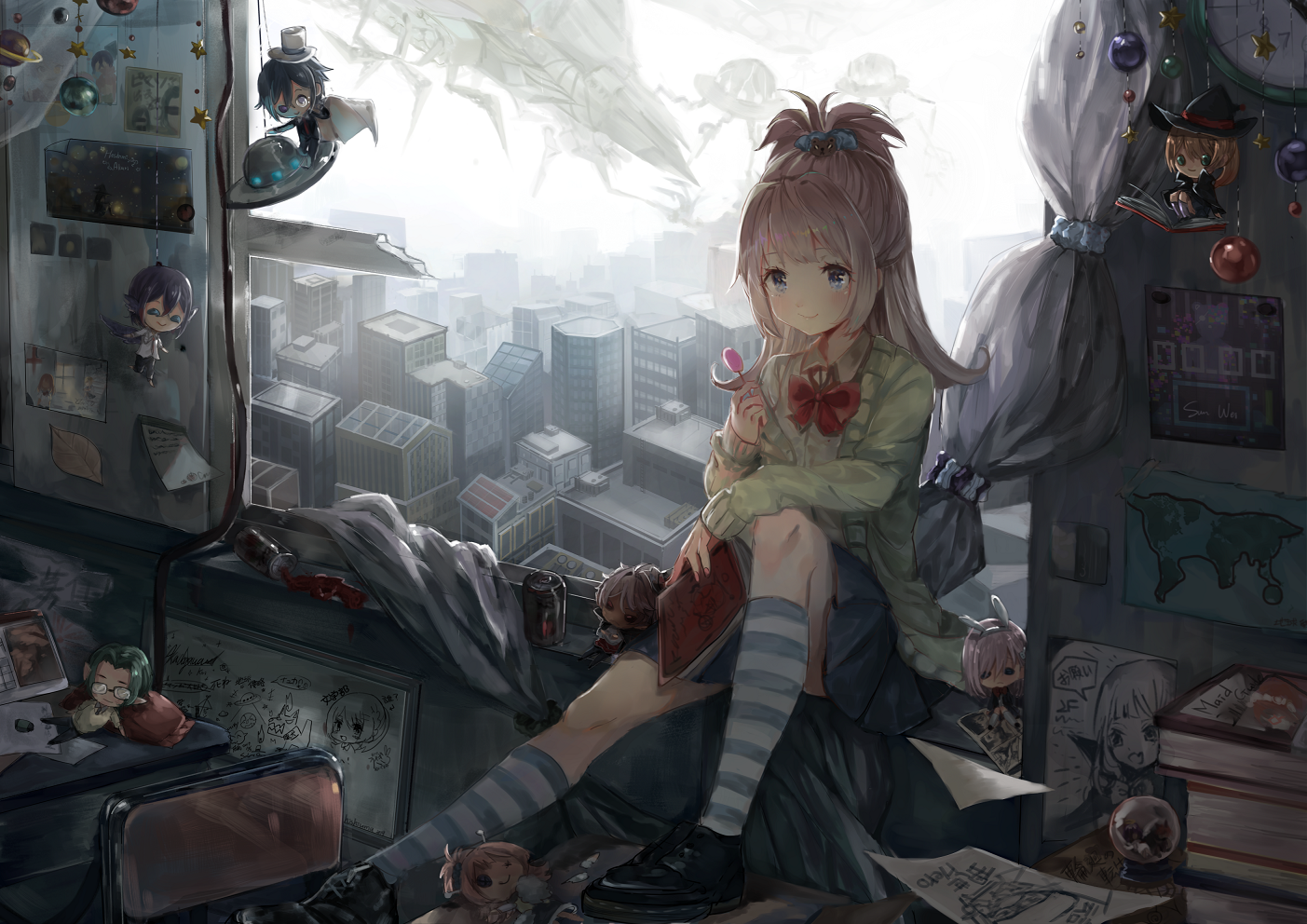 Aliens in the background [Original] : Moescape