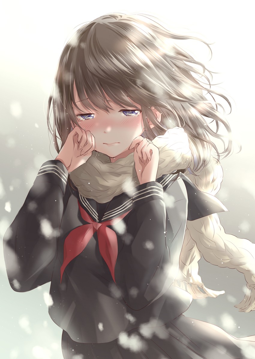 Crying in the snow [Original] : r/awwnime