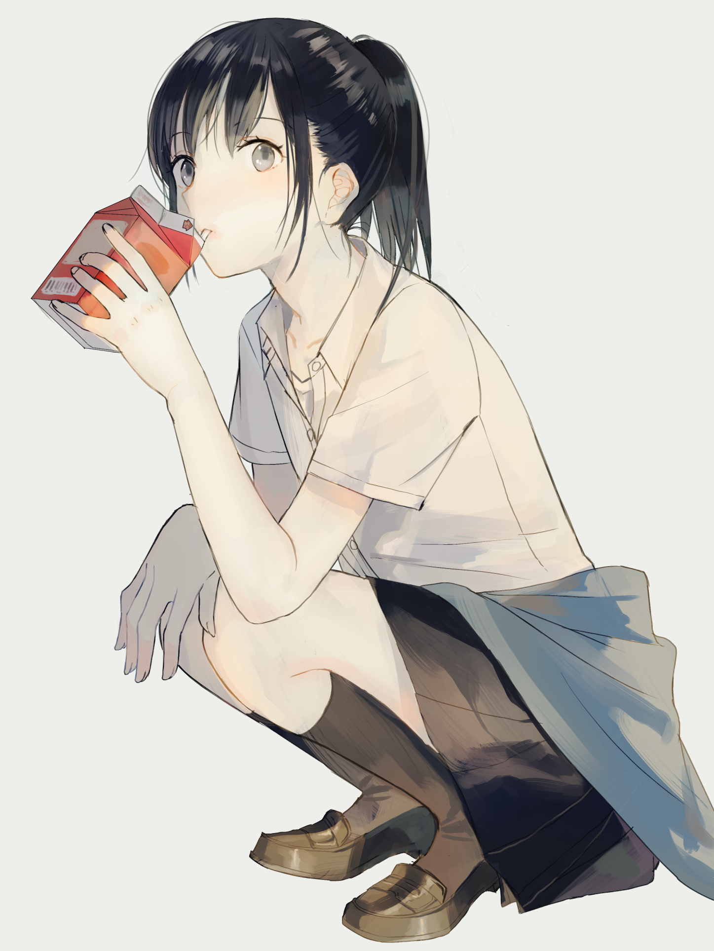 Drinking her juice box [Original] : animeponytails