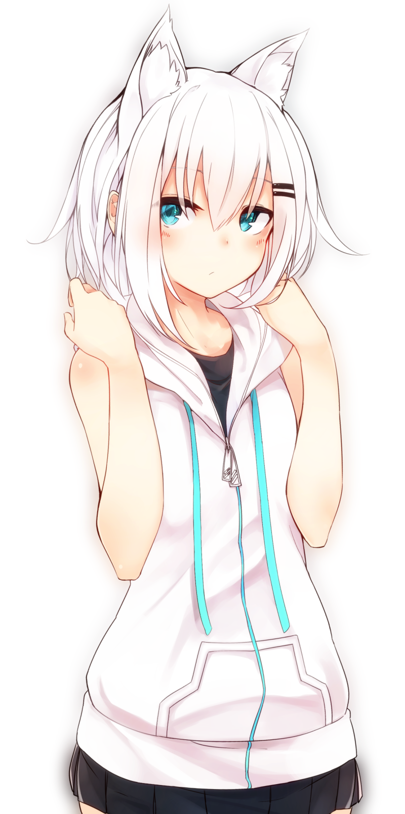 Cute white anime fox with blue eyes