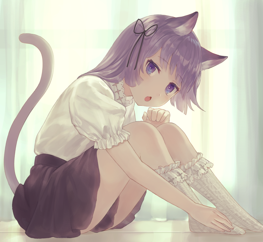 Cute Catgirl Wears Comfy Looking Socks Original Rawwnime